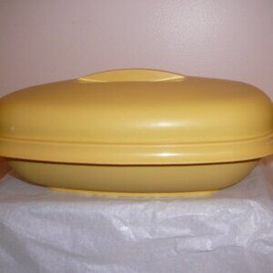 Vintage Tupperware Harvest Gold White Microwave Rice Vegetable Steamer 3 Pc Set